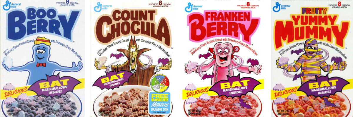 Monster Cereals with bat marshmallows